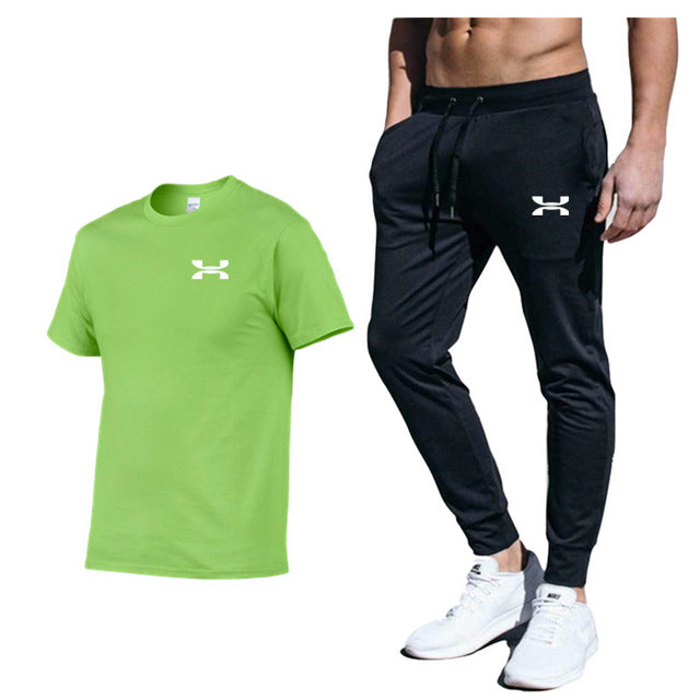 Men New Fashion Two Pieces Sets High Quality Sportswear