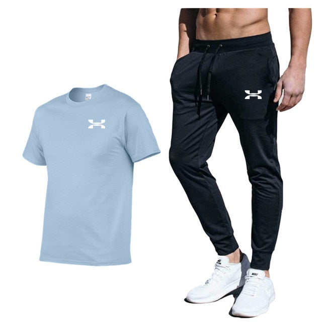 Men New Fashion Two Pieces Sets High Quality Sportswear