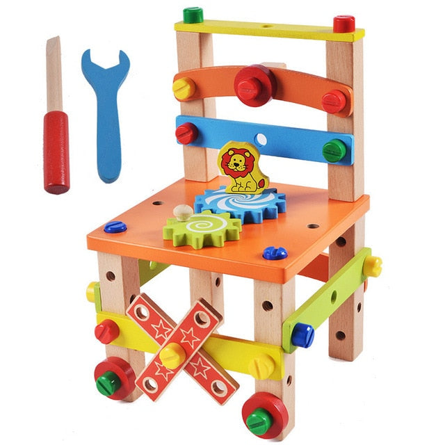 Wooden Assembling Chair Montessori Toys Baby Educational Wooden Preschool Multifunctional