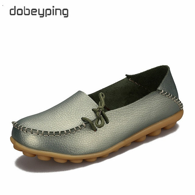 New Moccasins Women Flats Autumn Woman Loafers Genuine Leather