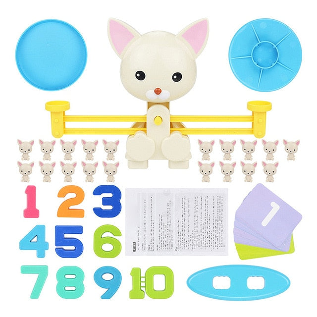 Math Match Game Board Toys Monkey Cat Match Balancing Scale Number Balance Game