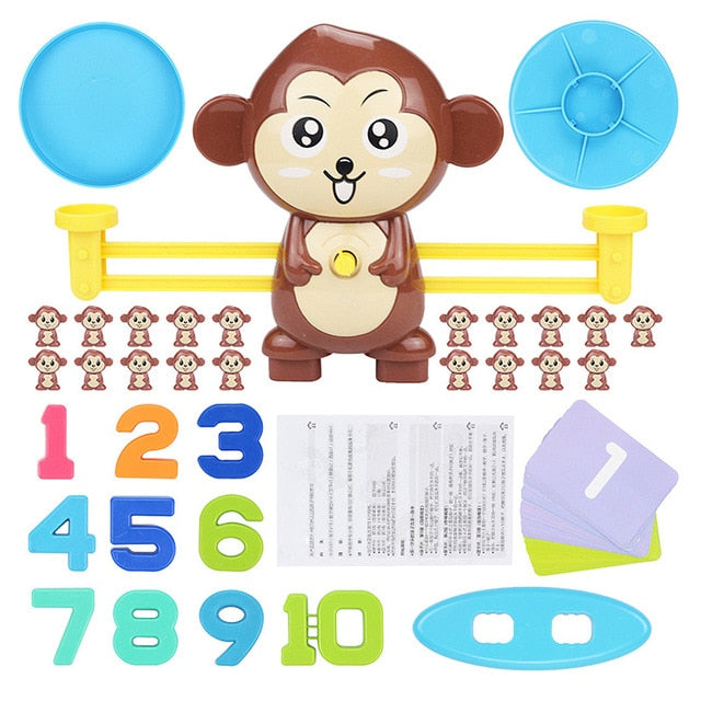 Math Match Game Board Toys Monkey Cat Match Balancing Scale Number Balance Game