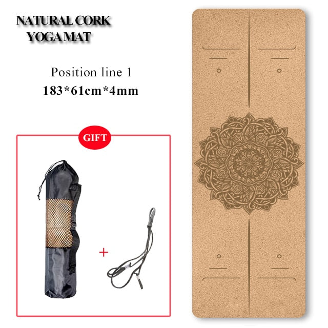 72 *24 inch Natural Cork TPE Yoga Mat Non-slip