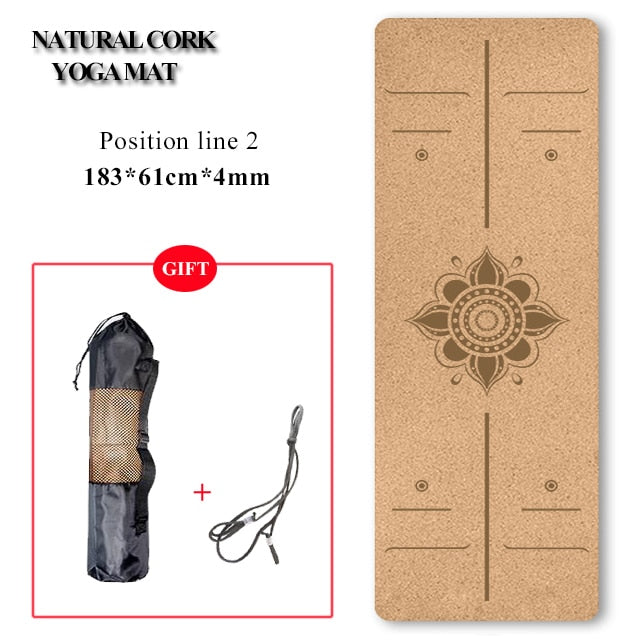 72 *24 inch Natural Cork TPE Yoga Mat Non-slip