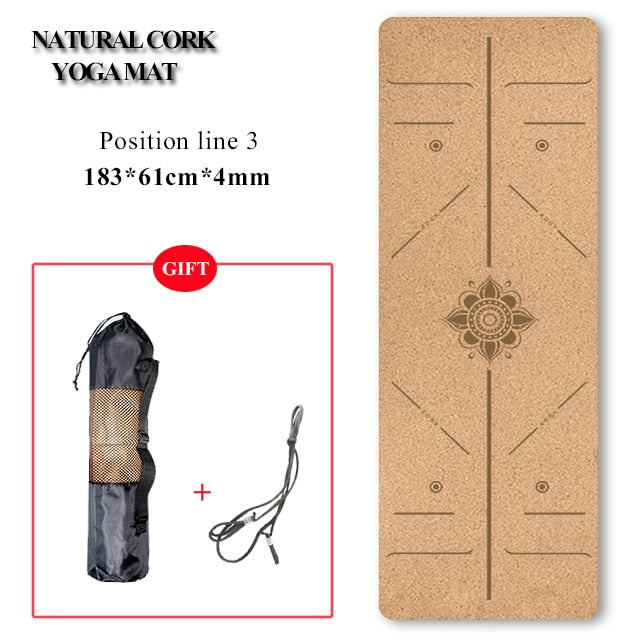 72 *24 inch Natural Cork TPE Yoga Mat Non-slip