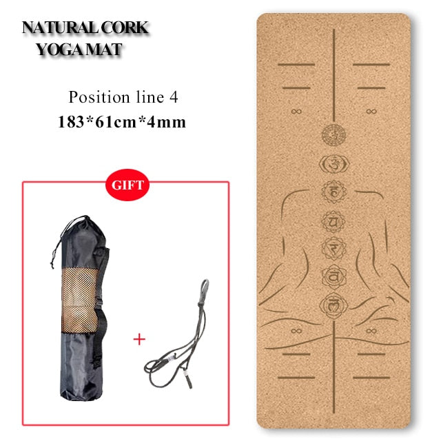 72 *24 inch Natural Cork TPE Yoga Mat Non-slip