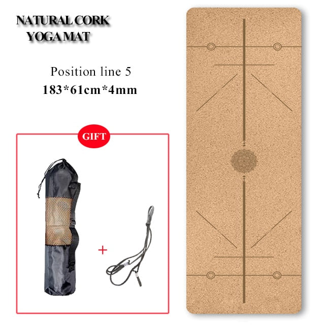 72 *24 inch Natural Cork TPE Yoga Mat Non-slip