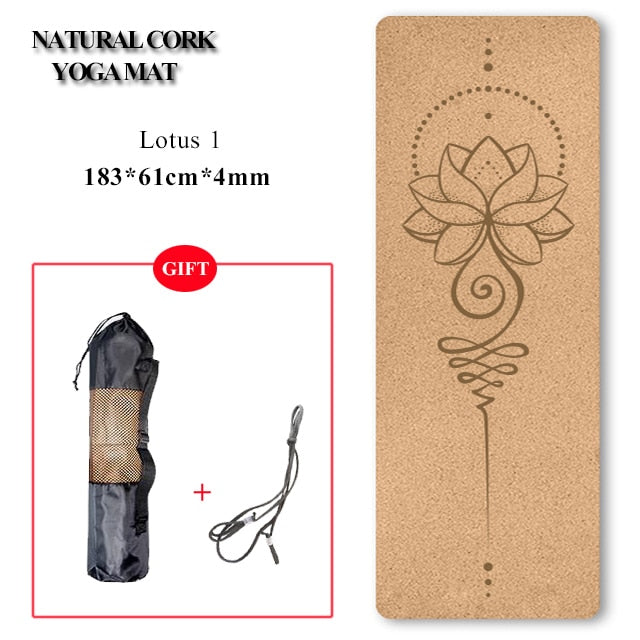 72 *24 inch Natural Cork TPE Yoga Mat Non-slip