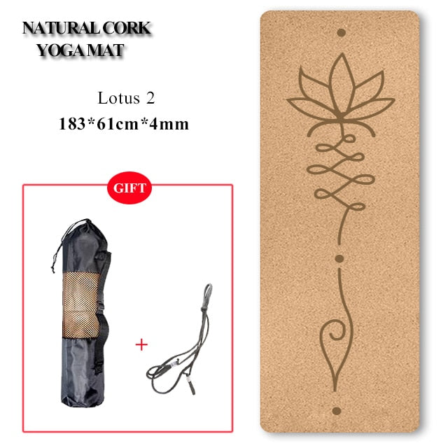 72 *24 inch Natural Cork TPE Yoga Mat Non-slip