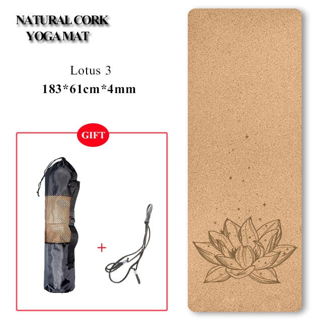 72 *24 inch Natural Cork TPE Yoga Mat Non-slip