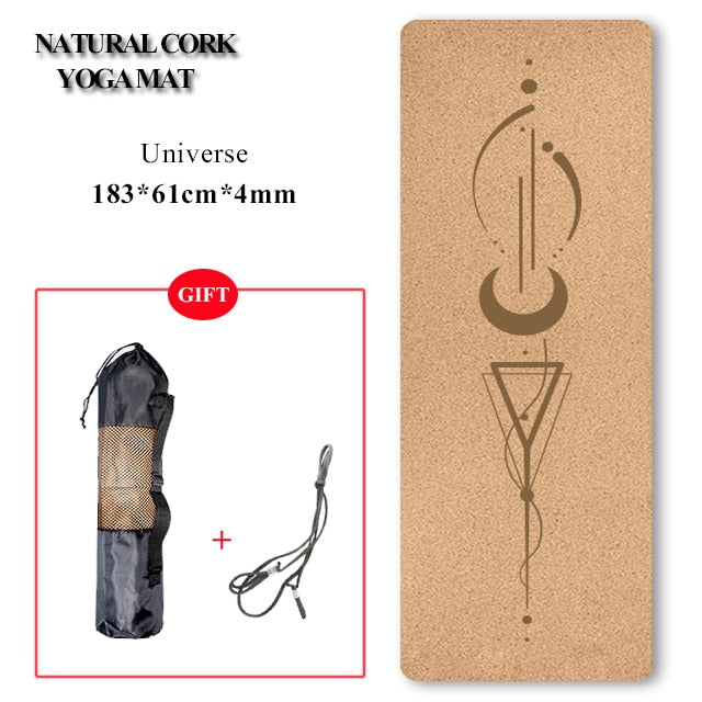 72 *24 inch Natural Cork TPE Yoga Mat Non-slip