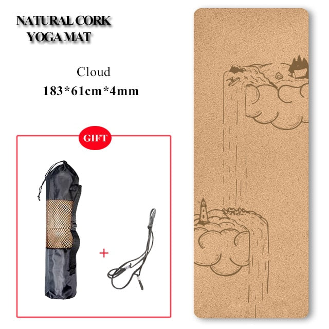 72 *24 inch Natural Cork TPE Yoga Mat Non-slip