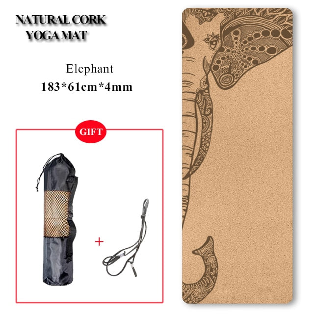 72 *24 inch Natural Cork TPE Yoga Mat Non-slip