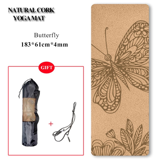 72 *24 inch Natural Cork TPE Yoga Mat Non-slip