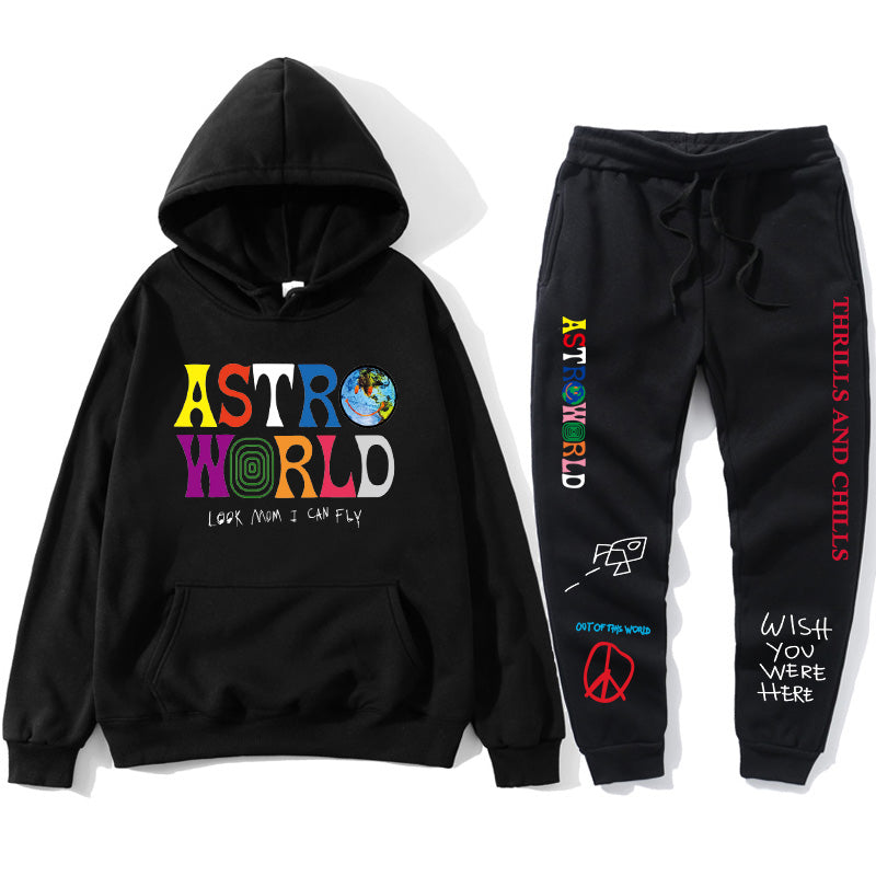 TRAVIS SCOTT ASTROWORLD HOODIES Print men's Pullover Sweatshirt Hoodie Sports Pants