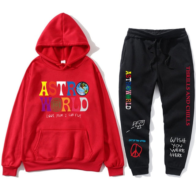 TRAVIS SCOTT ASTROWORLD HOODIES Print men's Pullover Sweatshirt Hoodie Sports Pants