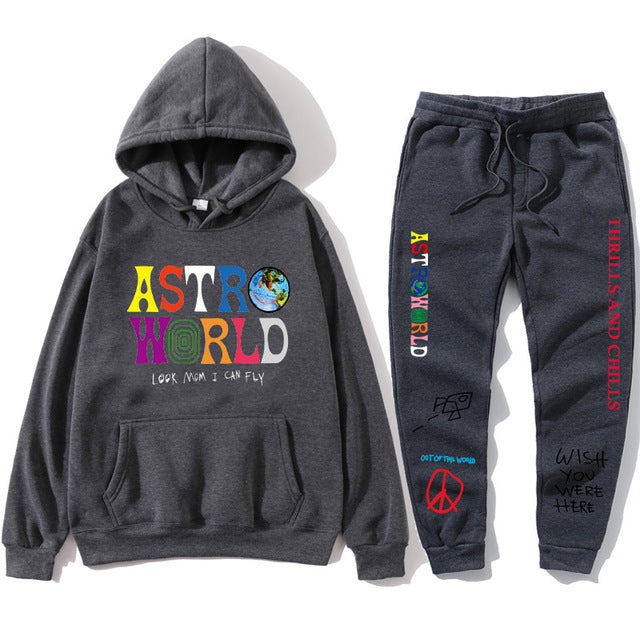 TRAVIS SCOTT ASTROWORLD HOODIES Print men's Pullover Sweatshirt Hoodie Sports Pants