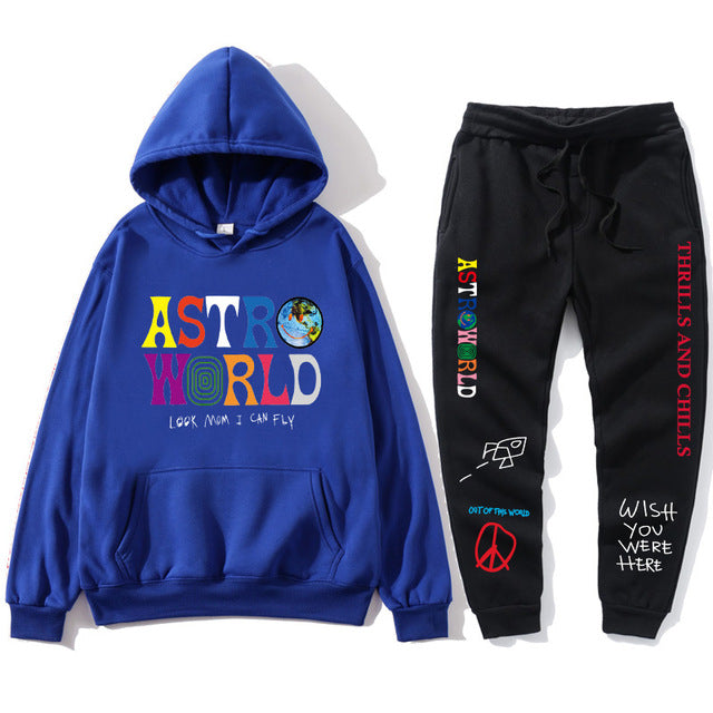 TRAVIS SCOTT ASTROWORLD HOODIES Print men's Pullover Sweatshirt Hoodie Sports Pants