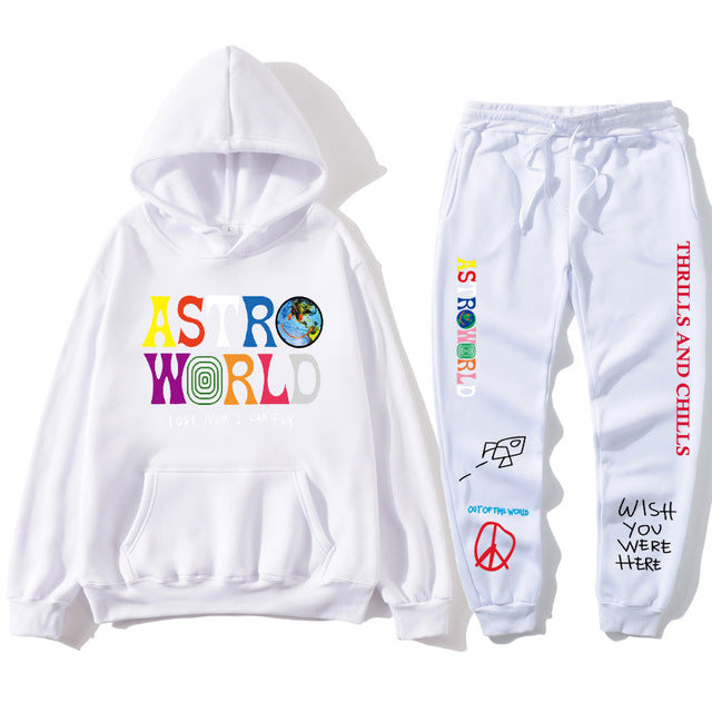 TRAVIS SCOTT ASTROWORLD HOODIES Print men's Pullover Sweatshirt Hoodie Sports Pants