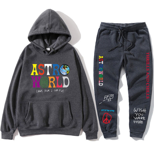 TRAVIS SCOTT ASTROWORLD HOODIES Print men's Pullover Sweatshirt Hoodie Sports Pants