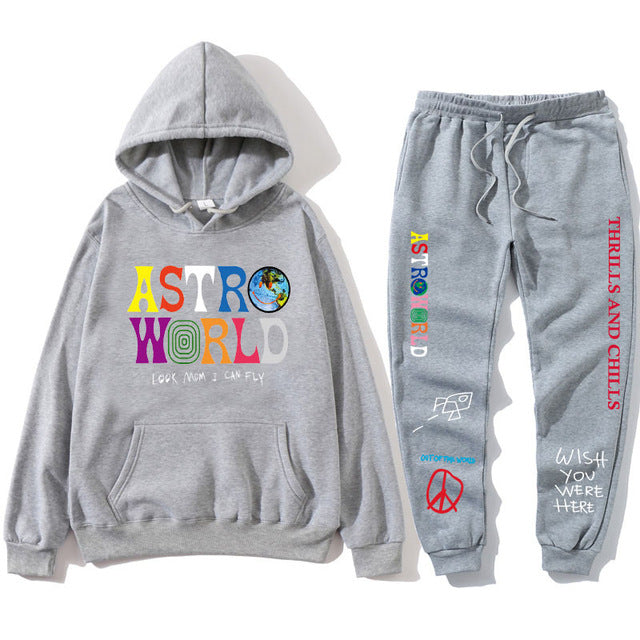 TRAVIS SCOTT ASTROWORLD HOODIES Print men's Pullover Sweatshirt Hoodie Sports Pants