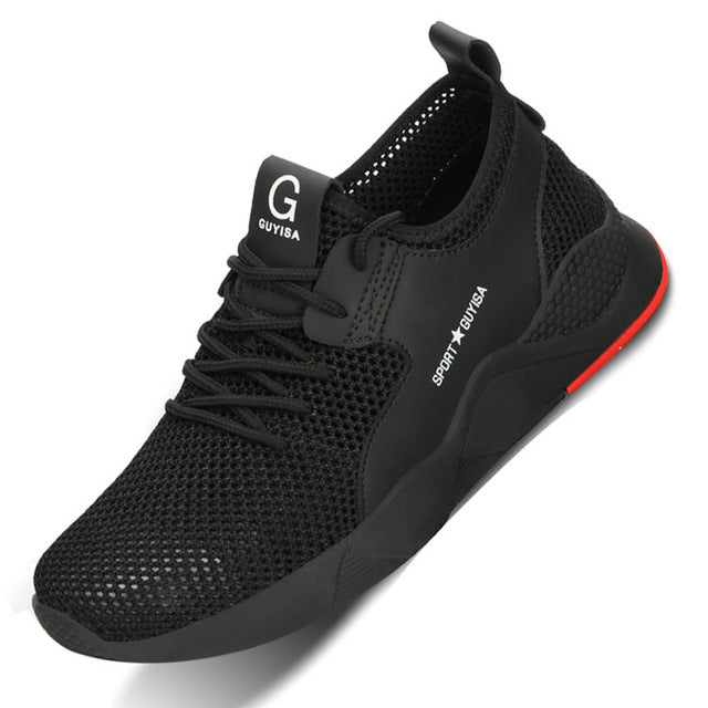 Manlegu Air Mesh Steel Toe Work Shoes Breathable Safety Lightweight Puncture-Proof Safety Boots