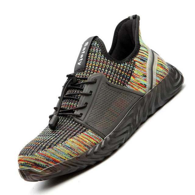 Manlegu Air Mesh Steel Toe Work Shoes Breathable Safety Lightweight Puncture-Proof Safety Boots