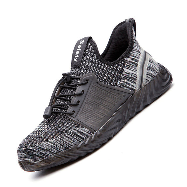 Manlegu Air Mesh Steel Toe Work Shoes Breathable Safety Lightweight Puncture-Proof Safety Boots