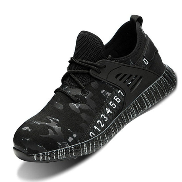 Manlegu Air Mesh Steel Toe Work Shoes Breathable Safety Lightweight Puncture-Proof Safety Boots