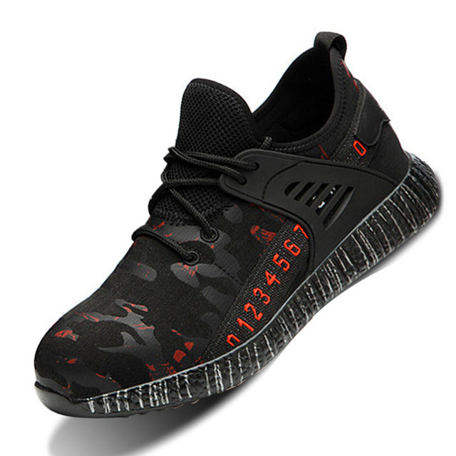 Manlegu Air Mesh Steel Toe Work Shoes Breathable Safety Lightweight Puncture-Proof Safety Boots