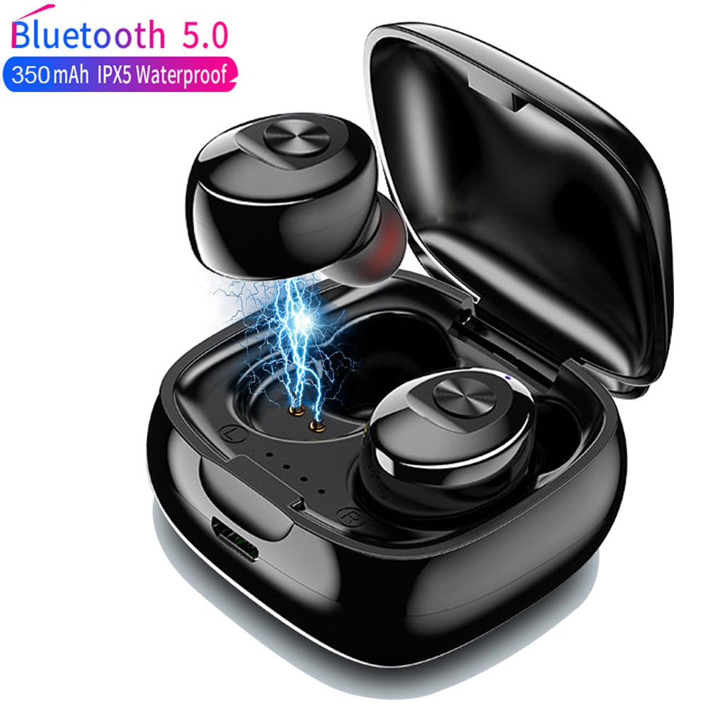 TWS Wireless Headphones 5.0 True Bluetooth Earbuds IPX5 Waterproof Sports with Charging Box
