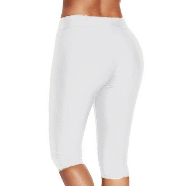 High Waist Push Up Fitness Leggings Crop Wide Waistband Cycling Short Leggings