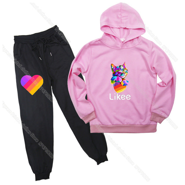 Sweatshirt Pants Suit Kids Hoodie LIKEE Girls Long Sleeve Hoodies Pullover for Children