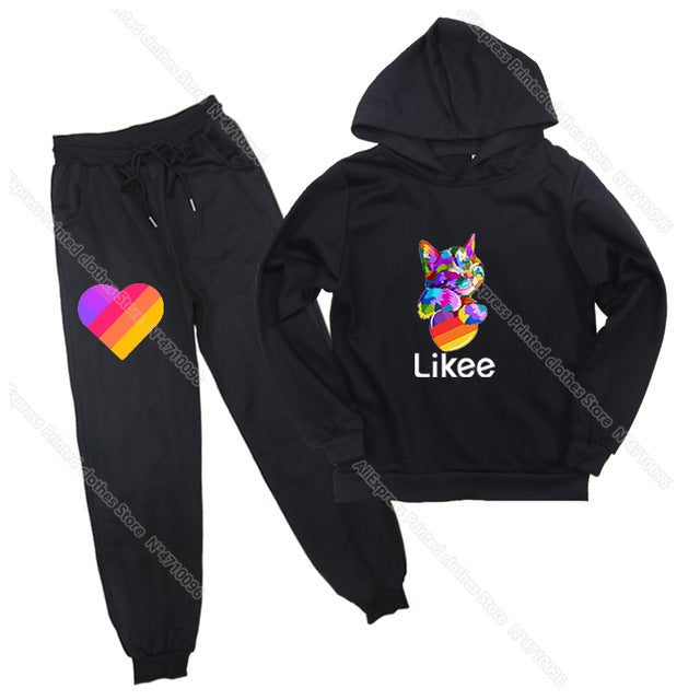 Sweatshirt Pants Suit Kids Hoodie LIKEE Girls Long Sleeve Hoodies Pullover for Children