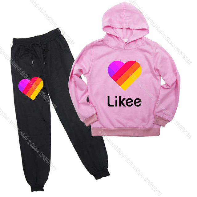 Sweatshirt Pants Suit Kids Hoodie LIKEE Girls Long Sleeve Hoodies Pullover for Children