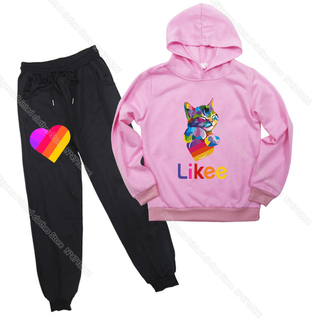 Sweatshirt Pants Suit Kids Hoodie LIKEE Girls Long Sleeve Hoodies Pullover for Children