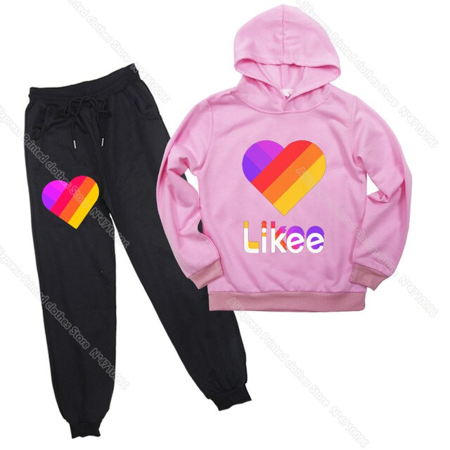 Sweatshirt Pants Suit Kids Hoodie LIKEE Girls Long Sleeve Hoodies Pullover for Children
