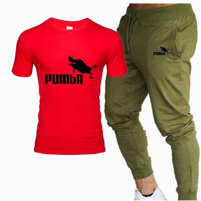 new men's Pumba Printed t shirt+ pants tracksuit