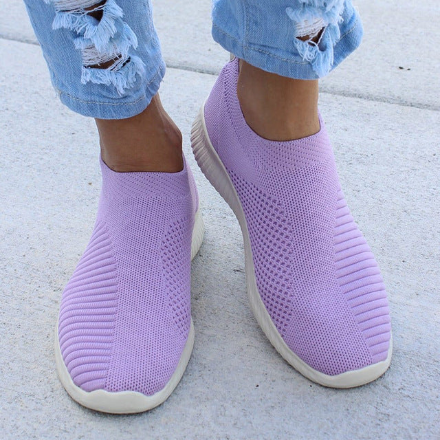 Women Flat Slip on White Shoes Lightweight White