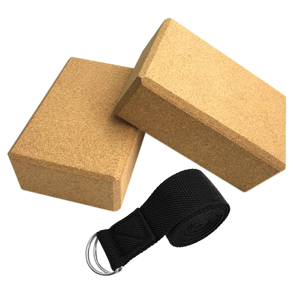 Yoga Block Cork Sport Home Gym Exercise Wood