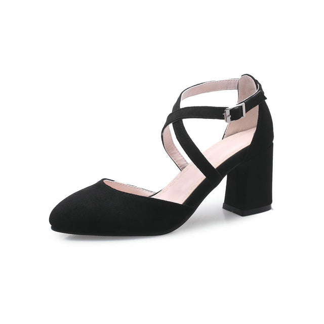 Eokkar Women Criss Cross Strap Pumps