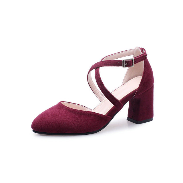 Eokkar Women Criss Cross Strap Pumps