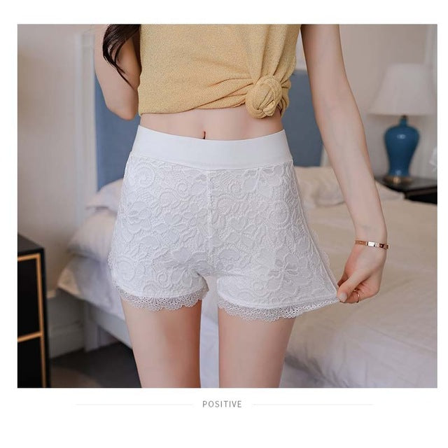 new lace three-point leggings large size outer wear double lace anti-light pants