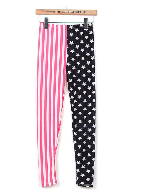 CHRLEISURE Women's Stripe Star Leggings