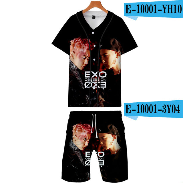 Kpop EXO 3D Printed Fashion Two Piece Set Streetwear Clothes