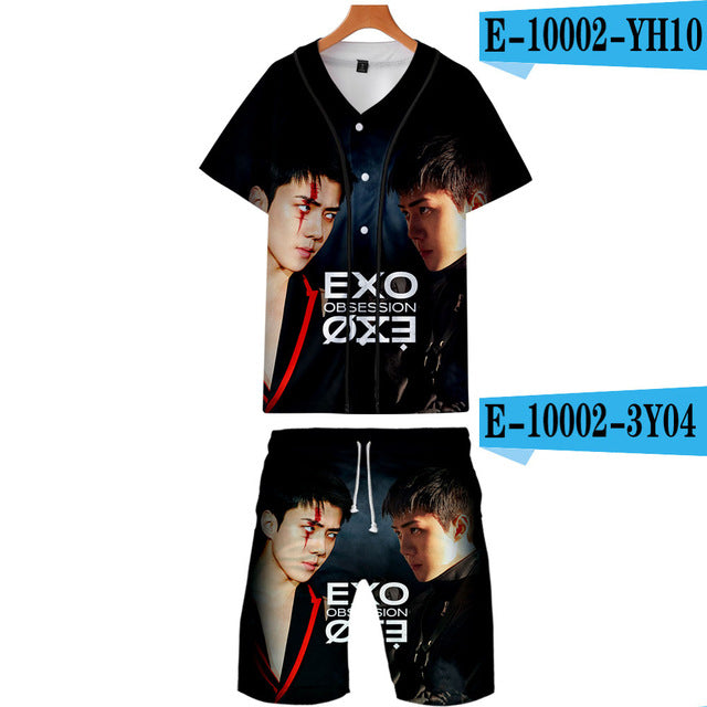 Kpop EXO 3D Printed Fashion Two Piece Set Streetwear Clothes