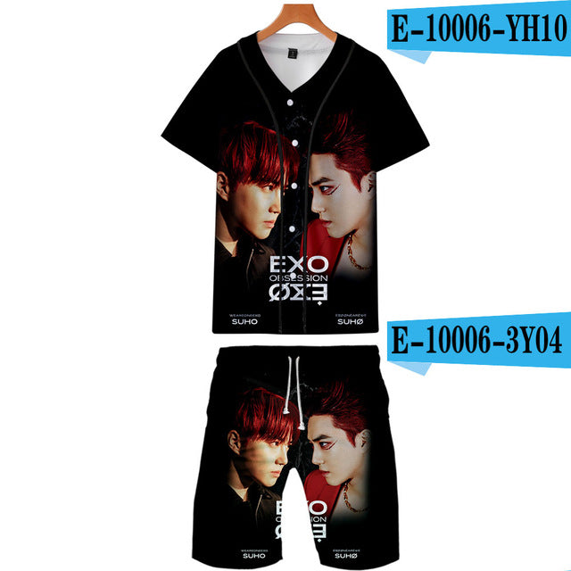 Kpop EXO 3D Printed Fashion Two Piece Set Streetwear Clothes