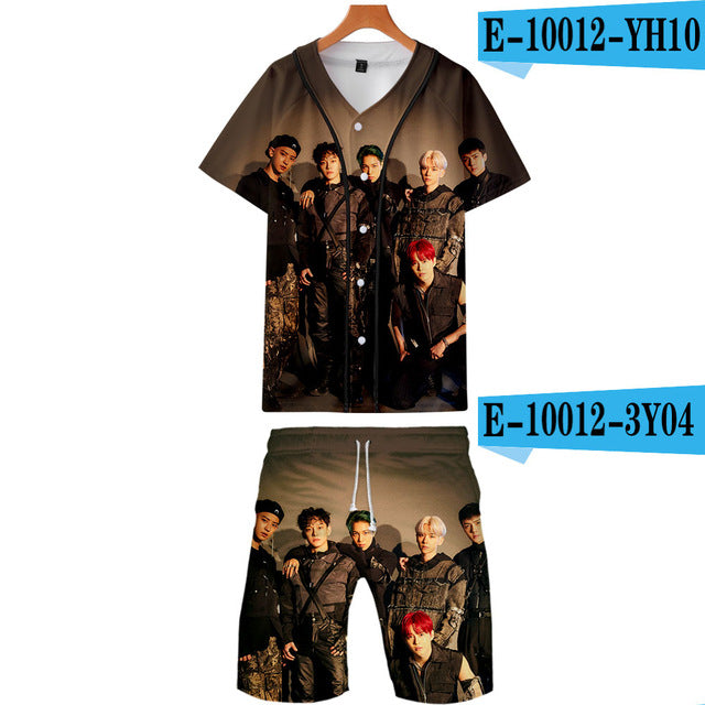 Kpop EXO 3D Printed Fashion Two Piece Set Streetwear Clothes