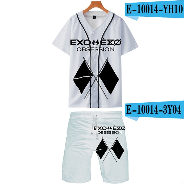 Kpop EXO 3D Printed Fashion Two Piece Set Streetwear Clothes