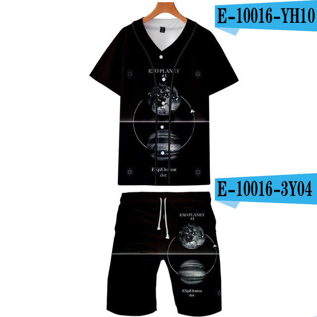 Kpop EXO 3D Printed Fashion Two Piece Set Streetwear Clothes